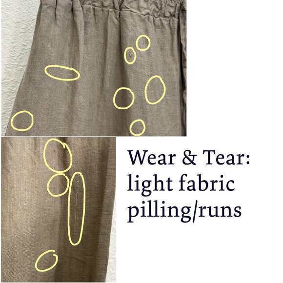 Made in Italy 100% Linen Meo Meli Elastic Waist Grey Beige Pants - Picture 7 of 9